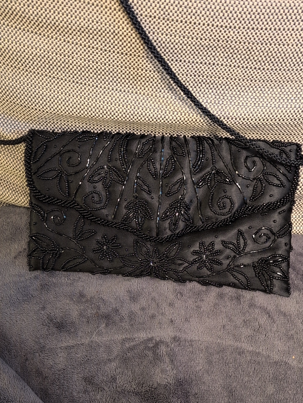 Apt. 9 Black Beaded Floral Envelope Clutch